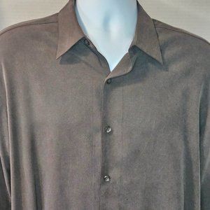 Tommy Bahama Long Sleeve Button Down Silk Shirt, Brown, Size Medium